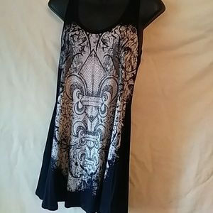 Local embellished knit/stretch lace tank top-sz S